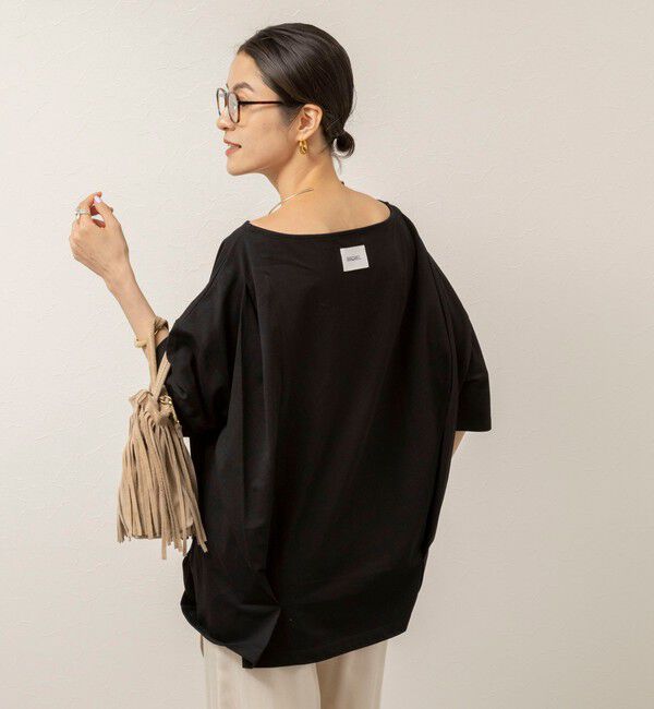 MAQWEL「【MAQWEL/マクウェル】ウォッシャブルバックタックオーバーＴ」|Tシャツ・カットソー|ブラック