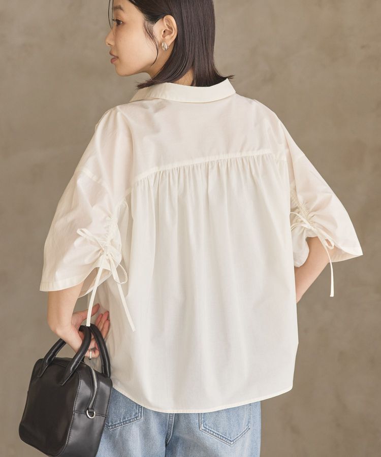AMERICAN HOLIC「【WEB限定】【接触冷感・UVカット】ギャザーリボンスリーブ半袖シャツ」|シャツ・ブラウス|