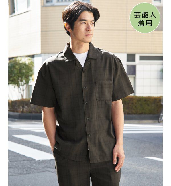 ikka「【MonoMax &times; 小泉孝太郎】Reflax(R)冷感UVオープンカラーシャツ「小泉孝太郎さん着用モデル」」|シャツ・ブラウス|チャコール