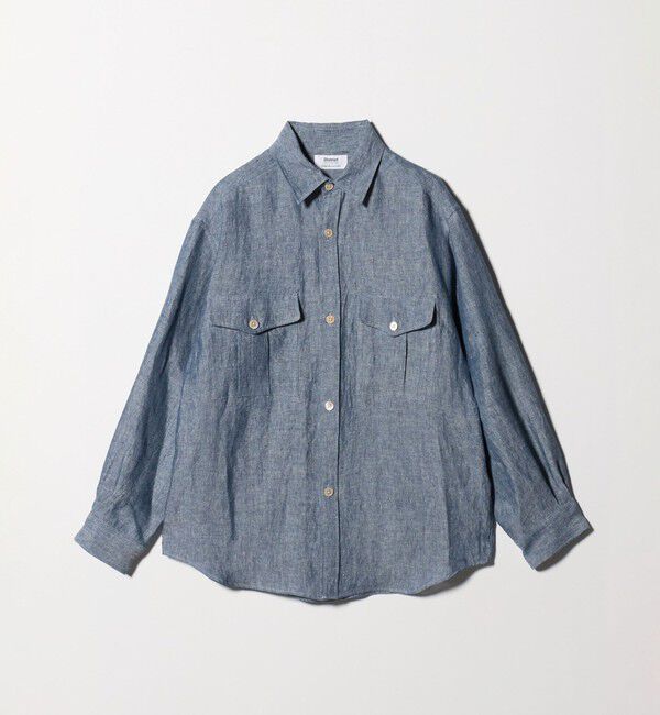 UNITED ARROWS「＜District＞リネン オックスフォード ２ポケット レギュラーカラーシャツ」|カーディガン|NAVY