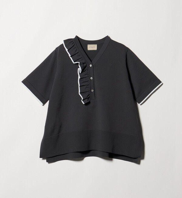 UNITED ARROWS「ミニマル フリル ショートスリーブ ニット」|ニット・セーター|DK.GRAY