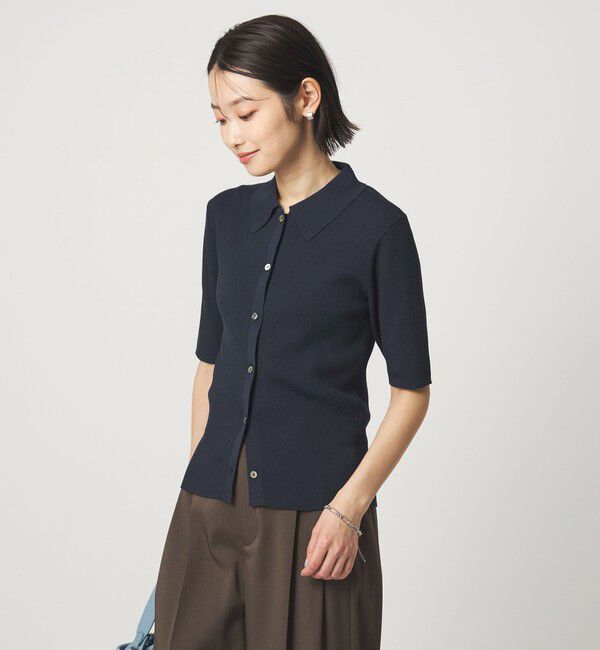 UNITED ARROWS green label relaxing「HIYOKE エリツキ リブ ニット マシンウォッシャブル UVカット 遮熱」|ニット・セーター|