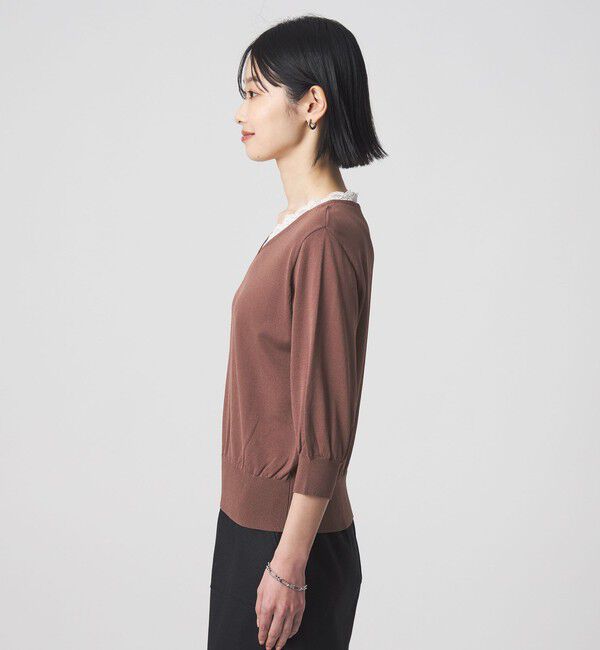 UNITED ARROWS green label relaxing「レース Vネック プルオーバー ニット」|ニット・セーター|