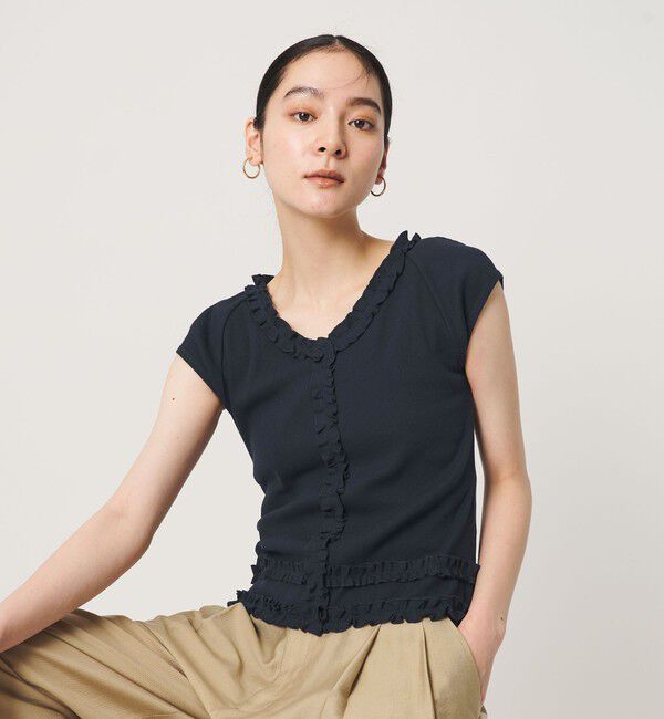 BEAUTY&YOUTH UNITED ARROWS「コットン リブ フリル キャップスリーブ カットソー」|Tシャツ・カットソー|