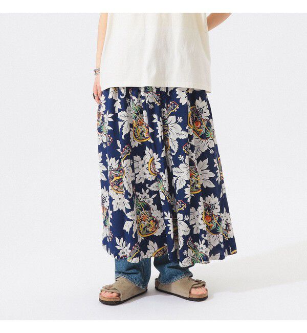 BEAMSBOY「【別注】SUN SURF / ギャザー ロング スカート」|スカート|NAVY