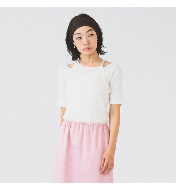 Ray BEAMS 「RIB キリカエ アシメネック Tシャツ」|Tシャツ・カットソー|