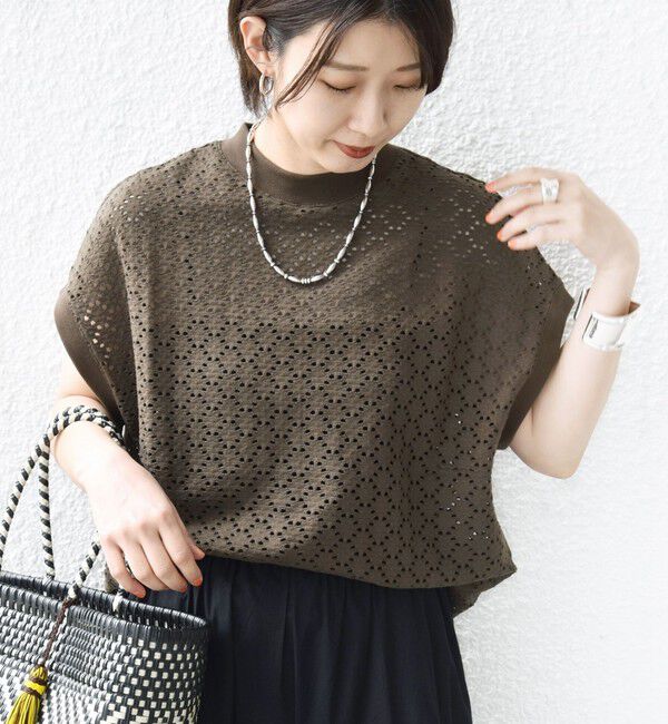 SHIPS for women「【WEB限定】〈手洗い可能〉アイレット クルーネック プルオーバー」|Tシャツ・カットソー|