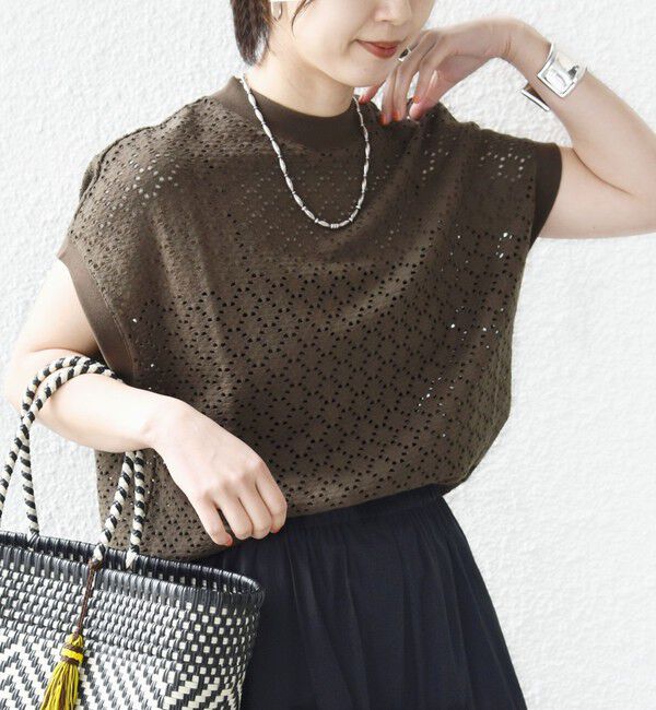 SHIPS for women「【WEB限定】〈手洗い可能〉アイレット クルーネック プルオーバー」|Tシャツ・カットソー|