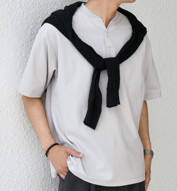 SHIPS any「SHIPS any:〈接触冷感・遮熱・UVカット機能等〉サマーファンクション 鹿の子 ヘンリーネック Tシャツ◆」|Tシャツ・カットソー|