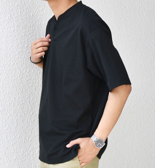SHIPS any「SHIPS any:〈接触冷感・遮熱・UVカット機能等〉サマーファンクション 鹿の子 ヘンリーネック Tシャツ◆」|Tシャツ・カットソー|