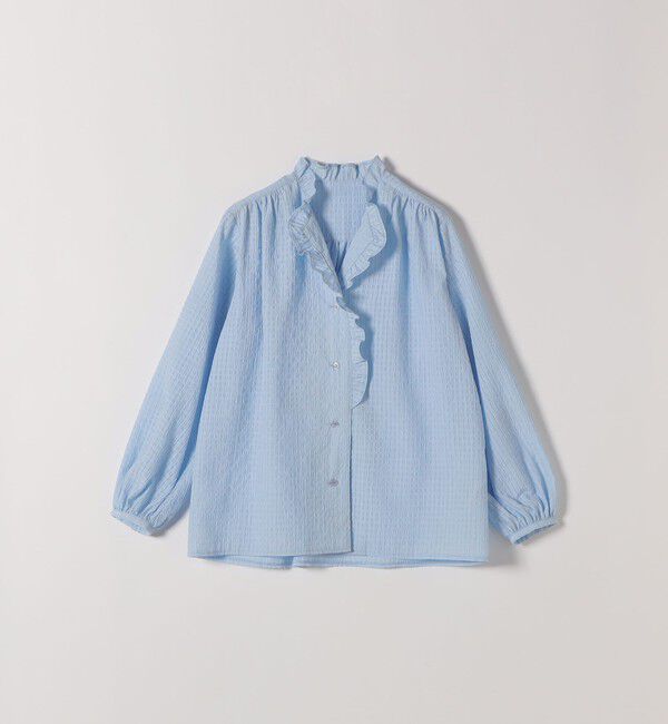 SHIPS any「SHIPS any:〈洗濯機可能〉フリルカラー スタンド & オープン シャツ ブラウス」|シャツ・ブラウス|