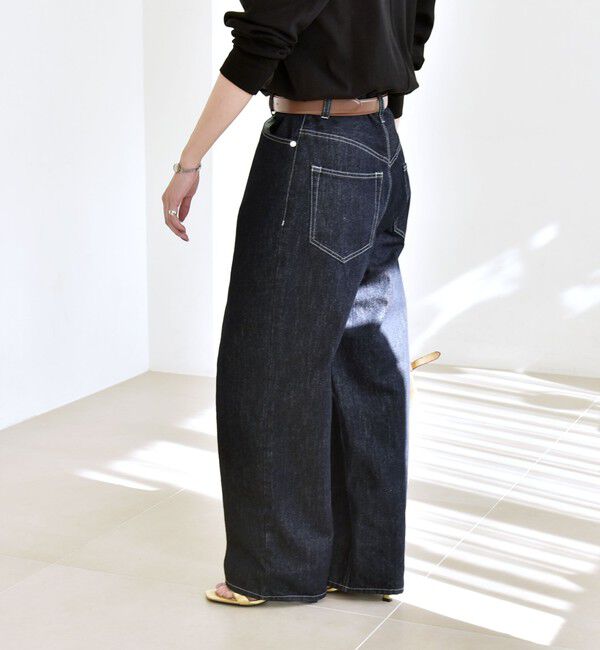 quaranciel「quaranciel:〈洗濯機可能〉ハイライズ ルーズ ワイド デニム パンツ」|デニム|