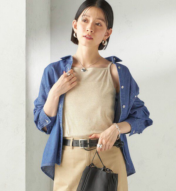 SHIPS for women「【SHIPS別注】GGG:〈手洗い可能〉スクエアネック リブ タンクトップ」|キャミソール|