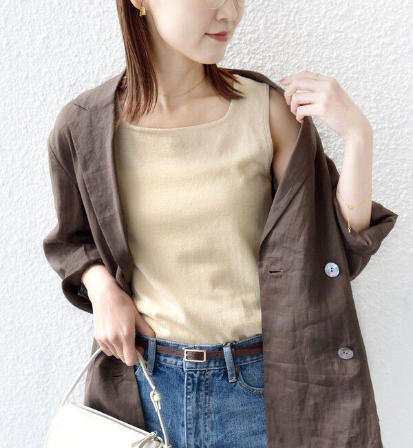 SHIPS for women「《一部予約》〈手洗い可能〉ラメ 2WAY ノースリーブ プルオーバー」|タンクトップ|