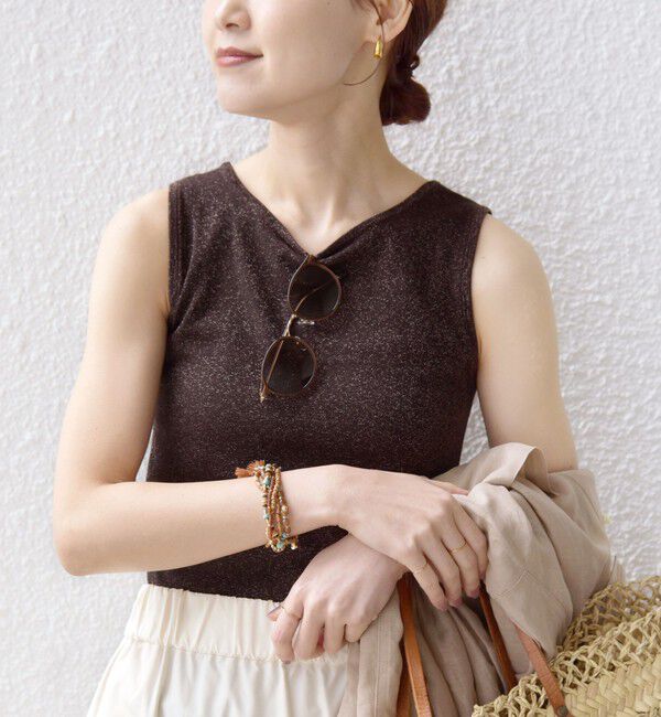 SHIPS for women「《一部予約》〈手洗い可能〉ラメ 2WAY ノースリーブ プルオーバー」|タンクトップ|