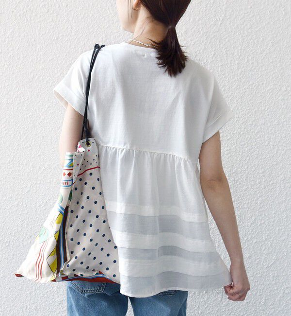 SHIPS for women「【WEB限定】〈手洗い可能〉布帛 コンビ ペプラム TEE」|Tシャツ・カットソー|