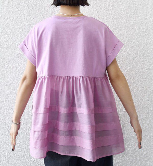 SHIPS for women「【WEB限定】〈手洗い可能〉布帛 コンビ ペプラム TEE」|Tシャツ・カットソー|
