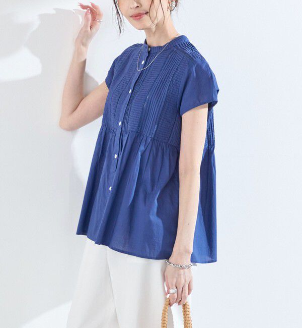 SHIPS Colors 「SHIPS Colors:〈手洗い可能〉コットン ピンタック ジョイント シャツ2◇」|シャツ・ブラウス|ブルー