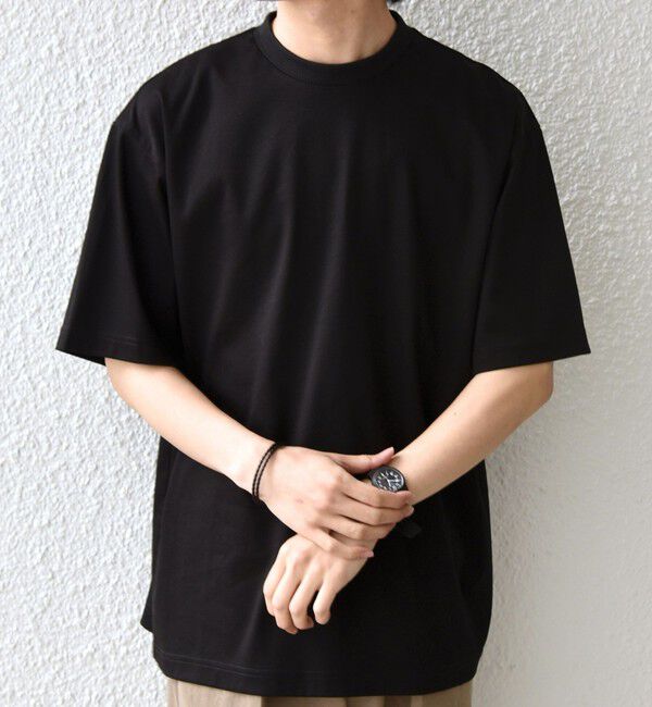 SHIPS any「SHIPS any:〈接触冷感/遮熱/UVカット〉COOL TOUCH スムース デザイン リブ セミ モックネック Tシャツ◇」|Tシャツ・カットソー|