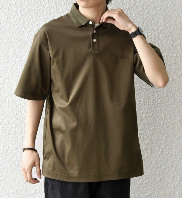 SHIPS any「SHIPS any:〈接触冷感/遮熱/UVカット〉COOL TOUCH スムース デザイン リブ ポロシャツ◇」|Tシャツ・カットソー|オリーブ