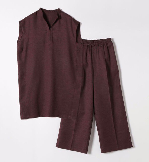 quaranciel「《予約》quaranciel:〈洗濯機可能〉スキッパー ワンピース＆イージー ワイドパンツ セットアップ」|ワンピース|