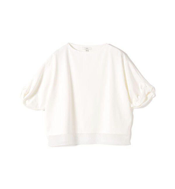 SHIPS for women「《一部追加予約》〈洗濯機可能〉袖 ツイスト デザイン シアー ドッキング TEE」|Tシャツ・カットソー|
