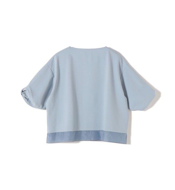 SHIPS for women「《一部追加予約》〈洗濯機可能〉袖 ツイスト デザイン シアー ドッキング TEE」|Tシャツ・カットソー|