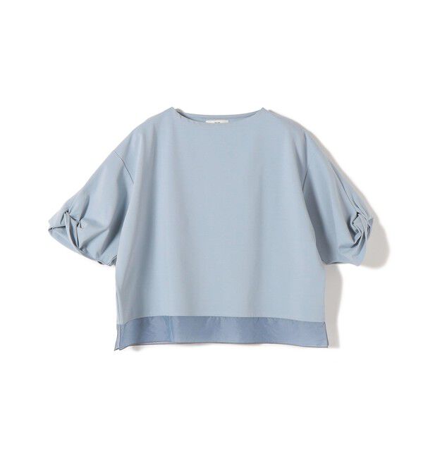 SHIPS for women「《一部追加予約》〈洗濯機可能〉袖 ツイスト デザイン シアー ドッキング TEE」|Tシャツ・カットソー|