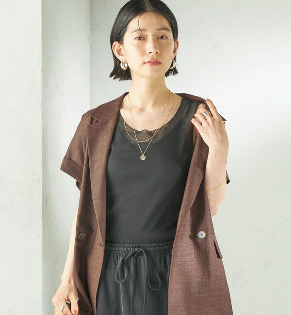 SHIPS for women「《一部追加予約》〈手洗い可能〉布帛 ドッキング ベア テレコ タンクトップ」|タンクトップ|