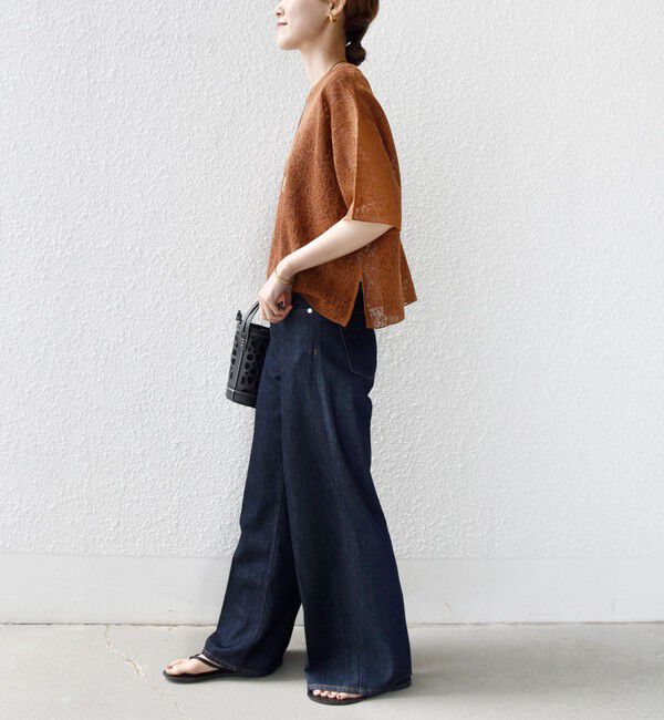 SHIPS for women「《予約》〈手洗い可能〉レース ジャカード ショートスリーブ カットソー」|Tシャツ・カットソー|