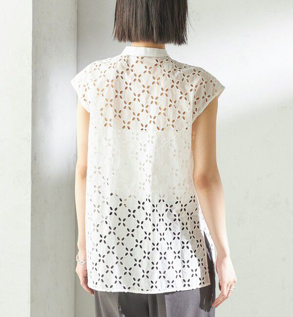 SHIPS for women「《予約》〈手洗い可能〉綿 刺繍 レース フレンチスリーブ ブラウス」|シャツ・ブラウス|