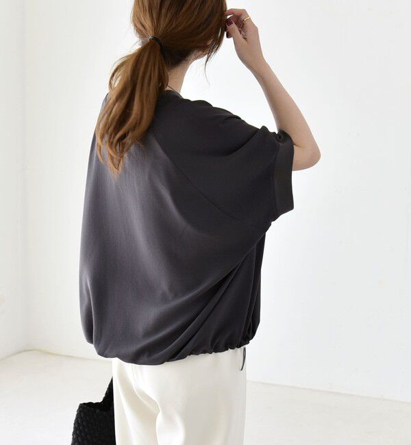 quaranciel「《予約》quaranciel:〈手洗い可能〉ジョーゼット ハーフスリーブ ドロスト ルーズ ブラウス」|シャツ・ブラウス|