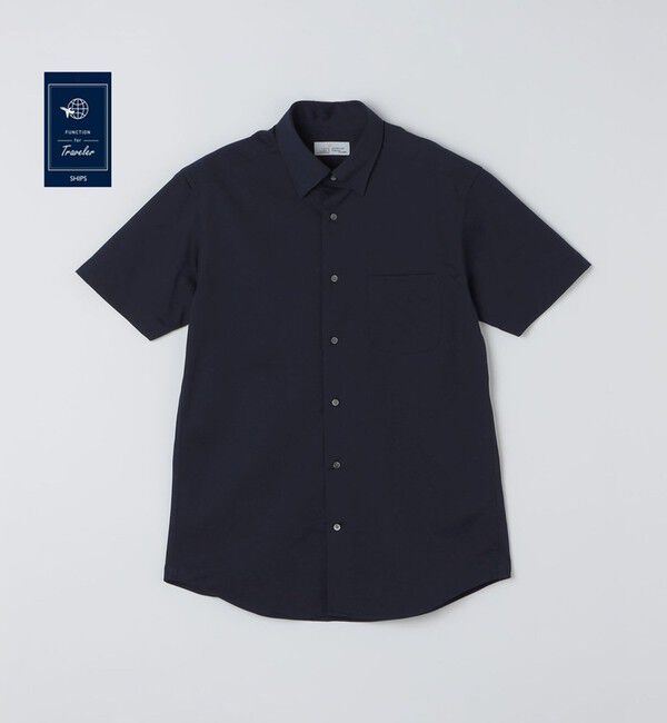 SHIPS「SHIPS:〈FUNCTION〉Albini &times; RENU(R) 半袖 ジャージー ソリッド シャツ」|シャツ・ブラウス|ネイビー