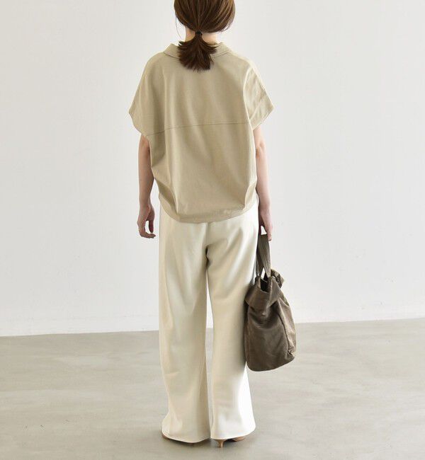 quaranciel「《予約》quaranciel:〈接触冷感/洗濯機可能〉天竺 フレンチスリーブ シャツ カットソー」|Tシャツ・カットソー|