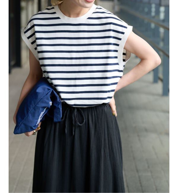 OUTDOOR PRODUCTS Usual Things「コットンボーダーワイドノースリTEE」|Tシャツ・カットソー|