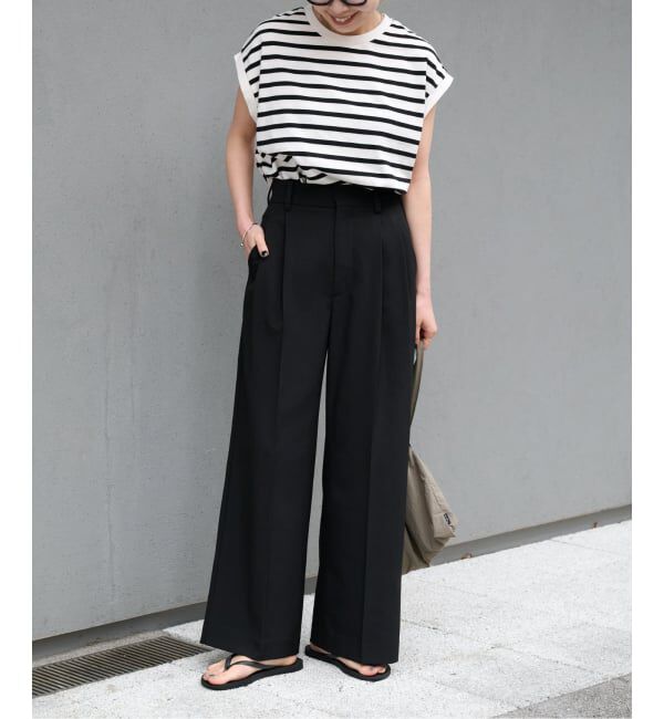 OUTDOOR PRODUCTS Usual Things「コットンボーダーワイドノースリTEE」|Tシャツ・カットソー|