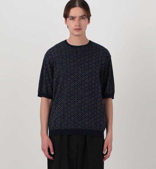 TOMORROWLAND MENS「TOMORROWLAND tricot ジオメトリック柄 コットンハーフスリーブ ニット」|ニット・セーター|