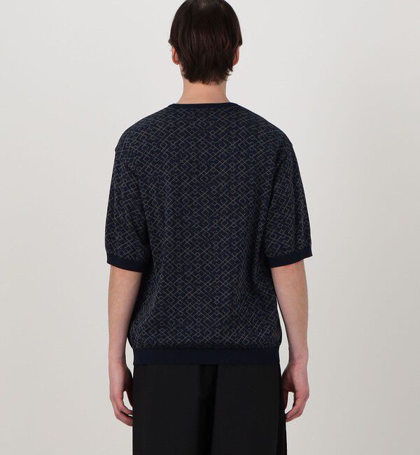 TOMORROWLAND MENS「TOMORROWLAND tricot ジオメトリック柄 コットンハーフスリーブ ニット」|ニット・セーター|