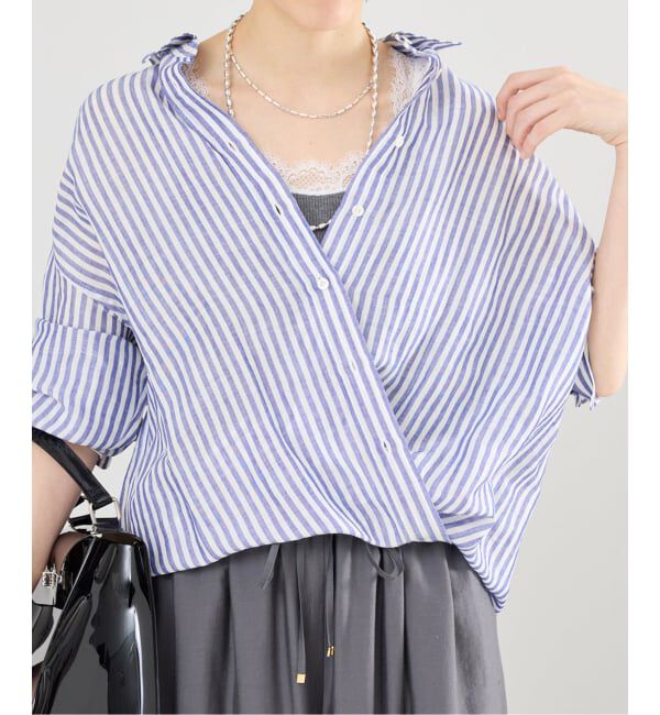 IENA「ラミーリヨセル2wayシャツ」|シャツ・ブラウス|サックスブルー B