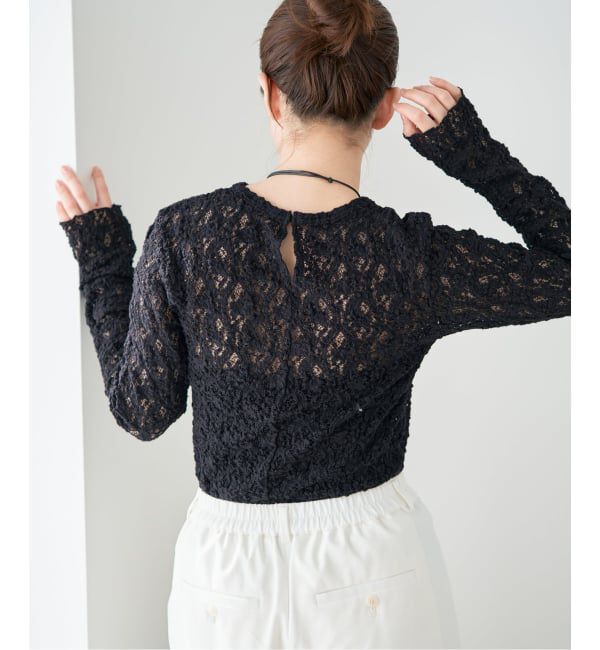 IENA「《一部カラーWEB限定/追加4》Flowerストレッチレースプルオーバー」|Tシャツ・カットソー|