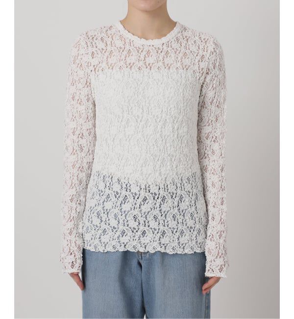 IENA「《一部カラーWEB限定/追加4》Flowerストレッチレースプルオーバー」|Tシャツ・カットソー|