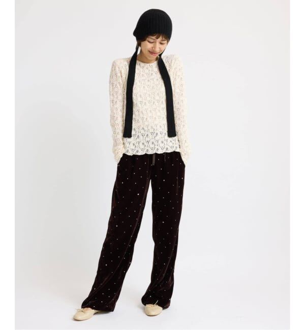 IENA「《一部カラーWEB限定/追加4》Flowerストレッチレースプルオーバー」|Tシャツ・カットソー|