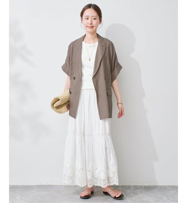 SLOBE IENA「《セットアップ対応可》リネン混ハーフスリーブジャケット」|その他|
