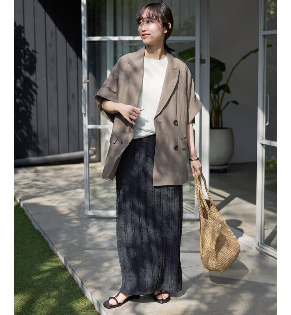 SLOBE IENA「《セットアップ対応可》リネン混ハーフスリーブジャケット」|その他|
