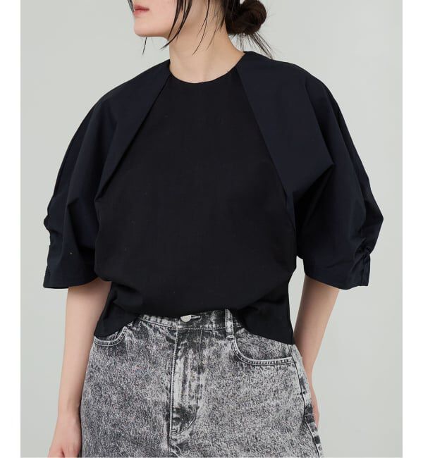 IENA LA BOUCLE「《洗濯機洗い可》IENA LA BOUCLE タイプライターコンビプルオーバー」|Tシャツ・カットソー|ブラック