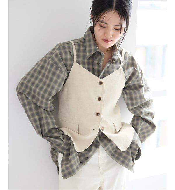 IENA「《セットアップ対応》ウォッシャブル リネン混シェイプジレ」|その他|