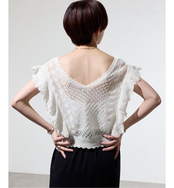 IENA「《一部店舗限定》クロシェニット Vネックレイヤードベスト」|ベスト・ジレ|
