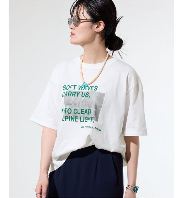 IENA「コットンフォトプリント ロゴTシャツ」|Tシャツ・カットソー|グリーン