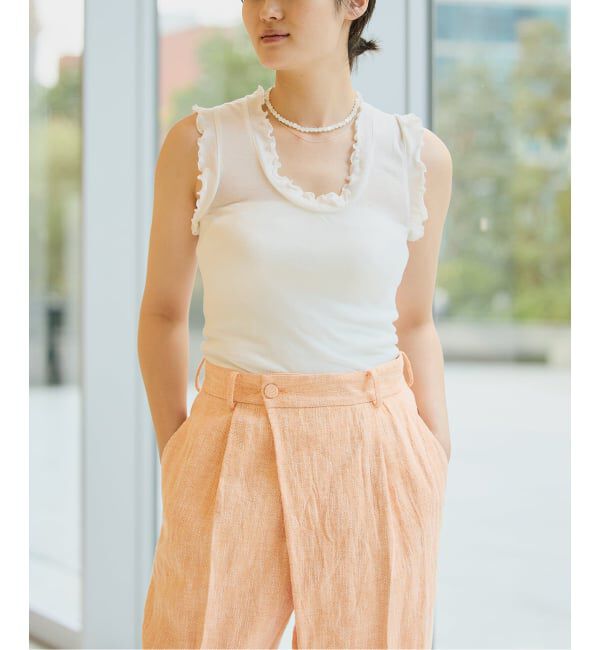 IENA LA BOUCLE「《追加予約》seamless basic./シームレスベーシック Flounce タンクトップ」|タンクトップ|ホワイト