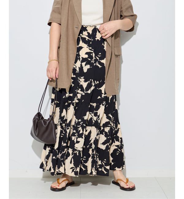 journal standard L'essage「別注【LUSANA / ルサーナ】RUFFLE TIRED MAXI SKIRT：スカート」|スカート|ナチュラル A